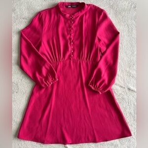 ZARA Fuschia Pink Buttoned Mini Dress size M